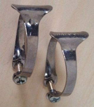 2 Vintage Chang Star Chrome Metal Cable Housing Clamps 25.  4mm Nos