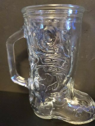 Set of 2 Vintage Beer Mugs Cowboy Boots Glass Barware 3