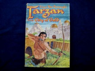 Vintage Book Tarzan And The City Of Gold - Burroughs - Whitman 2307 W/dj - Vf
