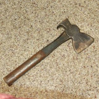 Vintage Bridgeport Hardware Ideal Shinola Hatchet Axe Hammer Wooden Handle