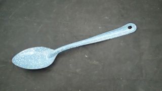 Granite Ware Enamelware Enamel Vintage Spoon Graniteware Baby Blue White 14 "