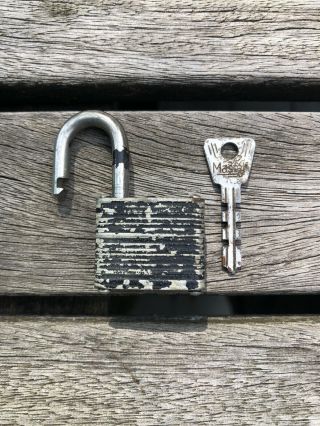 Vintage Master Lock Padlock & Key 1 - 3/16 " No.  10 Made In The Usa