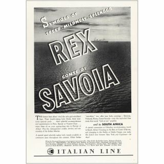 1935 Italian Line: Rex Conte Di Savoia Vintage Print Ad
