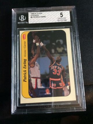 1986 - 87 Fleer Basketball Stickers 6 Patrick Ewing Bgs 5