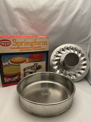 Springform Pan Dr.  Oetker German Round Cake Baking 10” Box Vintage 3 Pc