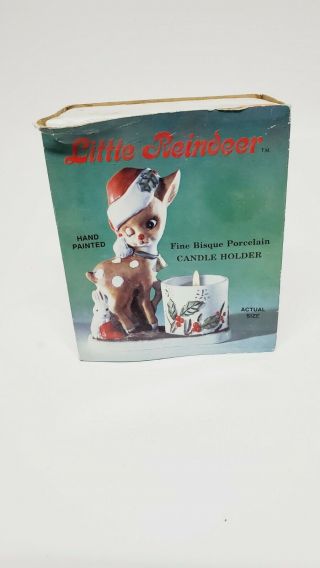 Vintage Little Reindeer Candle Holder.  Hand Painted.  Jasco.  1978.  Porcelain.