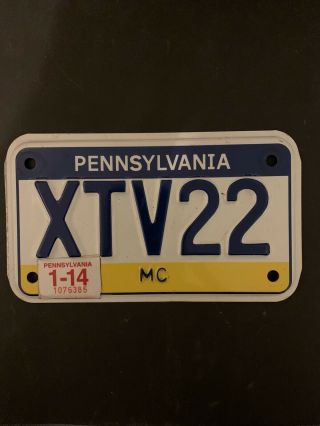 Pennsylvania Motorcycle License Plate 2014 Tag