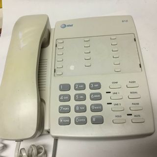 Vintage At&t 2 - Line Telephone Model 812 Att Phone,  Conference,  Mute Hold Ivory