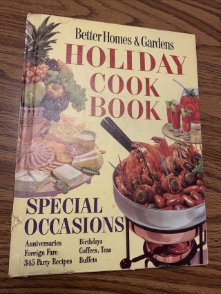 Vintage 1960s Better Homes And Gardens Holiday Cook Book,  Retro Cookbook Parties