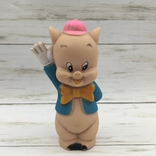 Vintage 1978 Reliance Porky Pig Warner Bros Squeaky Toy Rubber Figurine