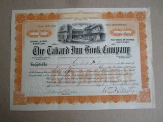 Old Vintage 1912 - The Tabard Inn Book Co.  - Stock Certificate - West Virginia