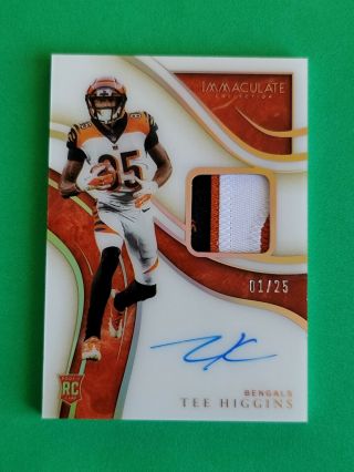 2020 Immaculate Signature Patches Rookie Gold Sp /25 17 Tee Higgins R6220j