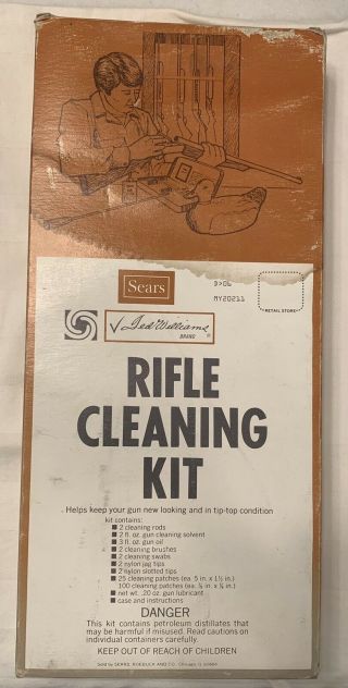Vtg 70s Sears Ted Williams Rifle Gun Cleaning Kit 22 Cal & 30 Cal W/ Orig Box