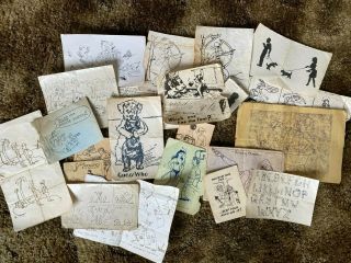 Old Vintage Naughty & Risque & Crude Jokes Clippings,  Card Stock,  Drawings