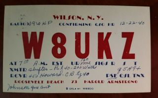 Vintage Wilson Ny York Qsl Radio 1940 W8ukz Roosevelt Beach Harold Armstrong