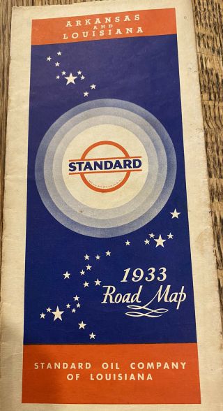 Essolube The Five Star Motor Oil Road Map Of Arkansas & Louisiana 1933