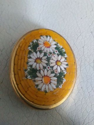 Antique Vintage Italian Italy Micro Mosaic Floral Brooch Pin