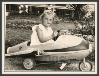 1962 Kids Toy Space Rocket Little Girl Pedal Car Playground Soviet Vintage Photo