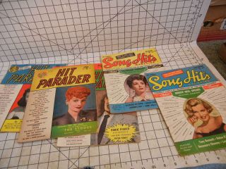 Vintage 4 Hit Parader And 2 Song Hits Magazines.  Issues.  Lucille Ball