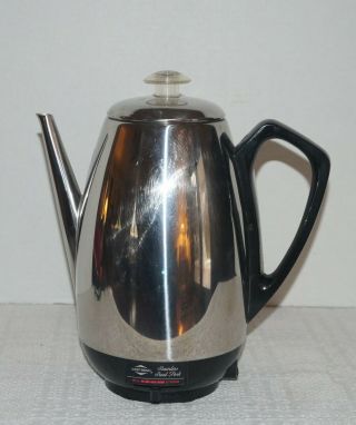 Vintage West Bend Automatic Stainless Steel 9 Cup Coffee Percolator 55019