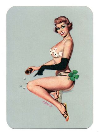 Lady Vintage Swap Card Playing Card Pin Up Risqué 1 Off Only