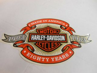 Harley - Davidson 1903 - 1983 80 Anniversary Inside Window Decal 6 - 1/4 " X 3 - 5/8 "