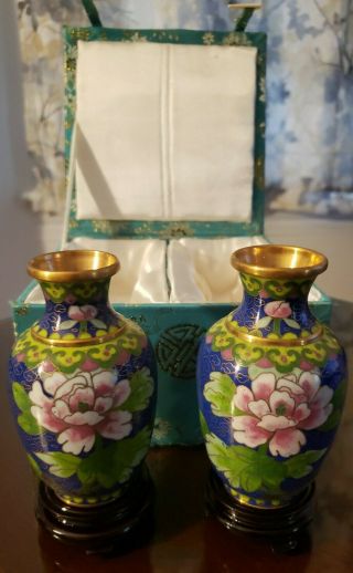 Vintage Chinese Cloisonne 6 " Vases - Jingfa
