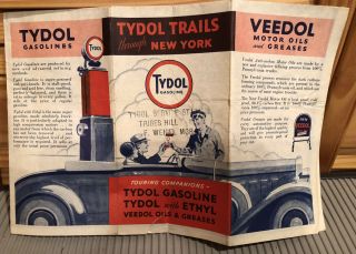 1932 Tydol Trails Gasoline Road Map York