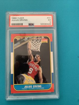 1986 Fleer Julius Erving 31 Basketball Card Psa 5