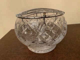 Vintage Tudor Full Lead Cut Crystal Vase With Silver Insert