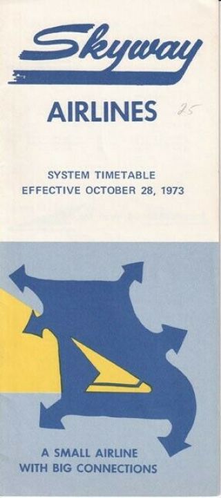 Skyway Airlines Timetable 1973/10/28