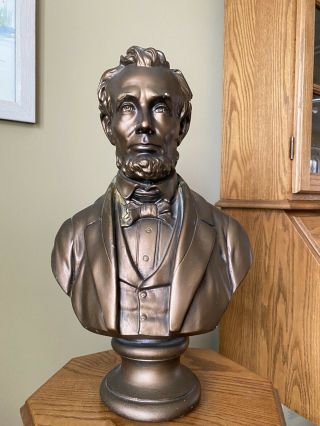 Vintage Abraham Lincoln Bust Statue - Faux Bronze 17 " (alexander Backer Co)