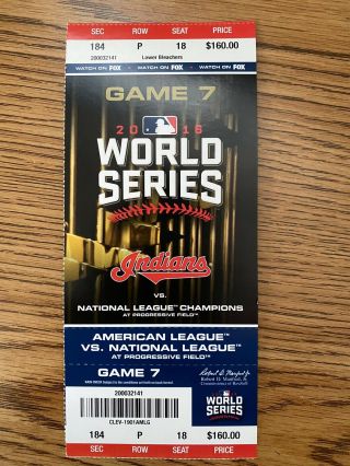 2016 World Series Chicago Cubs Vs.  Cleveland Indians Game 7 Ticket Stub