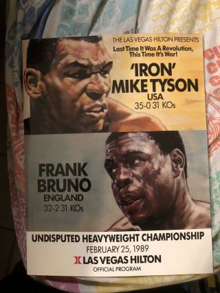 Vintage 1989 Mike Tyson Vs Bruno Boxing Program Onsite Las Vegas Hilton