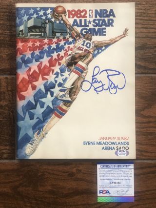 1982 Nba All Star Game Program Jersey Larry Bird Mvp Autographed Psa