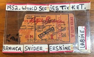 1952 Yankees / Dodgers World Series Ticket Stub Signed Auto Duke Snider,  3