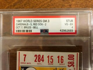 1967 World Series Ticket Game 3 PSA 4 Red Sox Cardinals 2