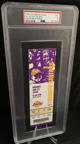 Kobe Bryant 81 Point Game Full Ticket V Toronto Raptors 1/22/06 La Lakers Psa 5