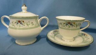 Vintage Wedgwood China Agincourt Lidded Sugar Bowl & Tea Cup & Saucer R4471