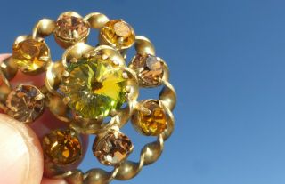 Gorgeous Vintage Made In Austria Reverse Rainbow Crystal Topaz Rhinestone Brooch