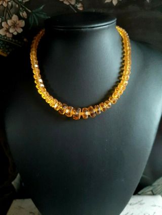 Vintage Art Deco Graduated Czech Amber Glass Bead Necklace
