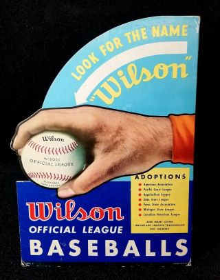1939 - 51 Wilson Official League Baseball Vintage Stand Up Store Sign 1930s 1940s