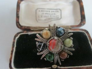 VINTAGE SCOTTISH CELTIC SIGNED MIRACLE AGATE SILVER TONE BROOCH KILT PIN 3