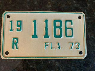 Vintage Florida Motor Cycle License Plate 1973