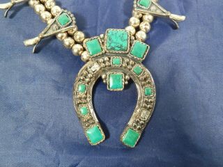 Vintage 1960s Sancrest Squash Blossom Necklace Faux Turquoise 