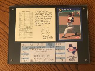 Nolan Ryan 7th No Hitter Game Ticket 5/1/1991 In Acrylic Display Case