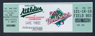 1988 World Series Game 3 Full Ticket Los Angeles Dodgers & Oakland A 