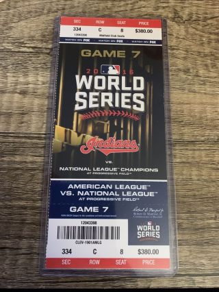 2016 Authentic Game 7 World Series Ticket Cubs Vs Indians 11 - 2 - 2016