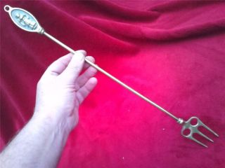 Vintage Brass Toasting Fork For Open Log Or Coal Fire With Lady As A Handle