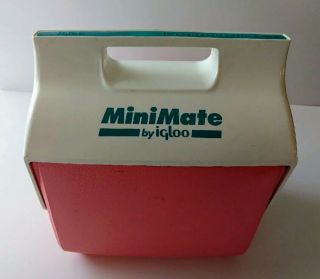 Vintage Igloo Minimate Lunchbox Size Cooler Pink And White With Teal 80 